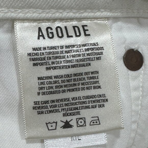 AGOLDE KYE Mid Rise‎ Straight Crop Low Stretch White Denim Jeans Size 33 NWT - Picture 7 of 10